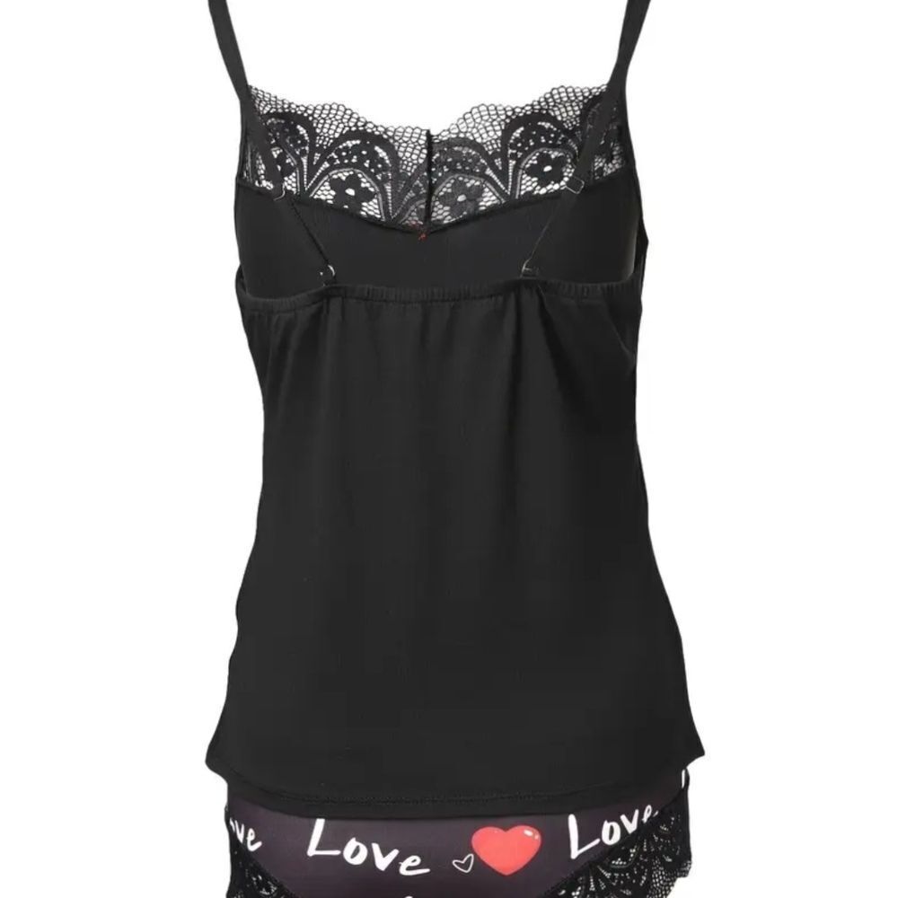Chic Black Lace Sleepwear Set with Red Accents - Picture 4 of 4